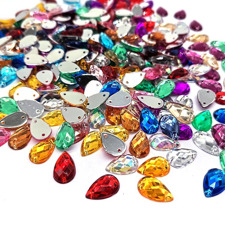 2024 Flatback Sew-On Decorative Acrylic Stone Resin Loose Rhinestones for Shoe Dress Bag Phone Nail Art Garment DIY Design