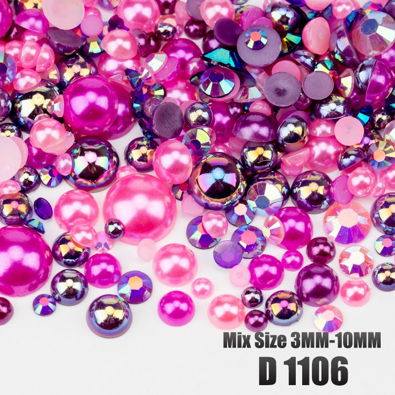 VDD Wholesale 30g Mix Size ABS Half Round Rainbow Pearls Flatback Beads Color Resin Rhinestones Crafts Nail Art DIY Decorations
