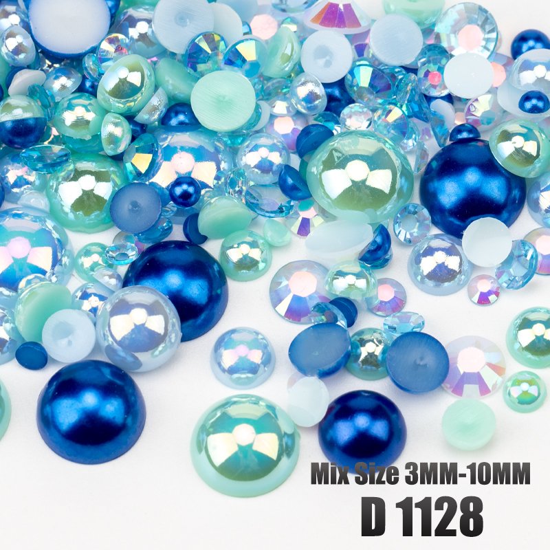 VDD Wholesale 30g Mix Size ABS Half Round Rainbow Pearls Flatback Beads Color Resin Rhinestones Crafts Nail Art DIY Decorations