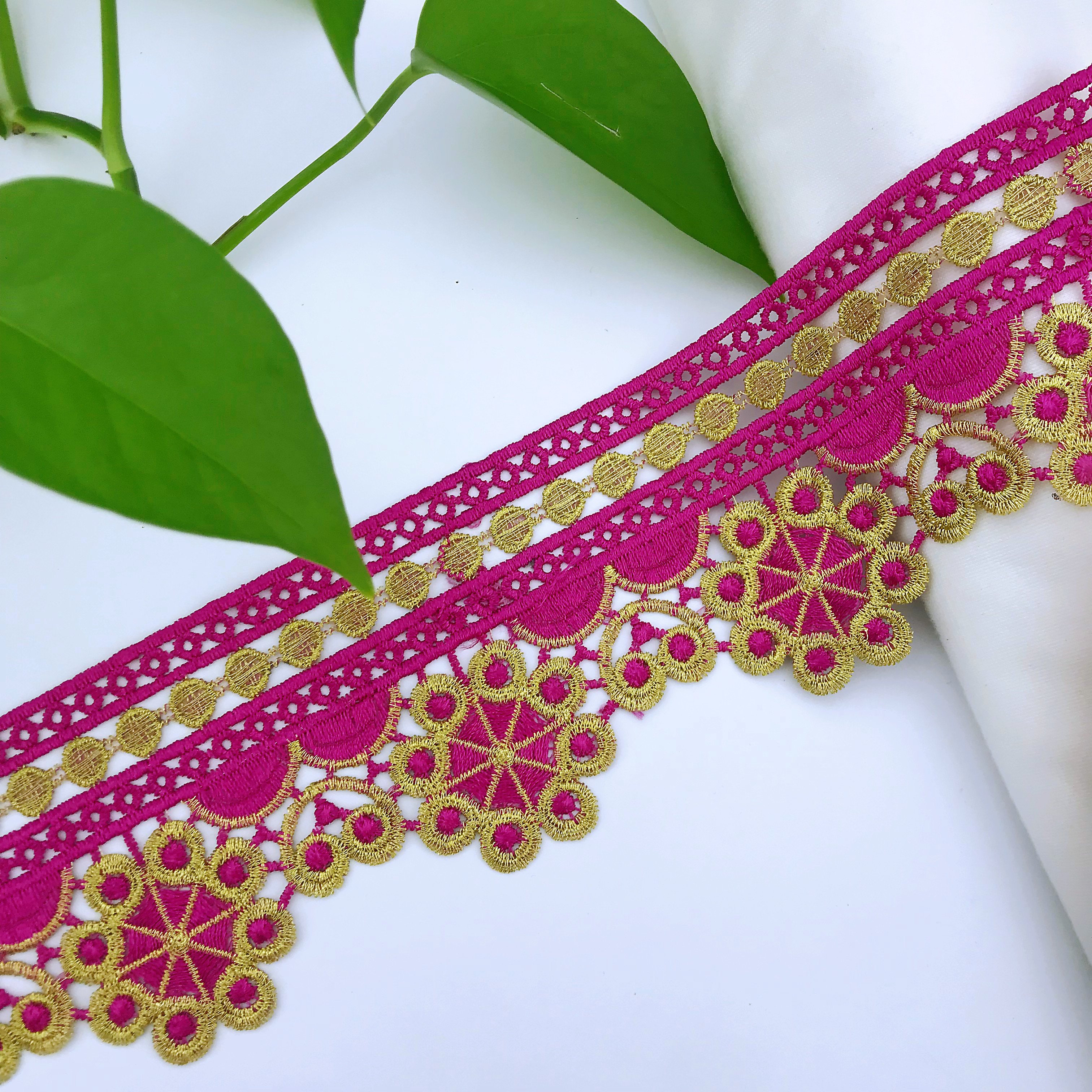 Factory Wholesale Vintage Assorted Patterns African Rhinestone Gold Metallic lace trim For Garment