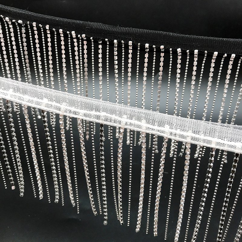 Rhinestone Fringe for Jeans Clothing Accessories DIY Decoration 9CM 25yards Trim Rhinestone Ribbon Tassel Chain