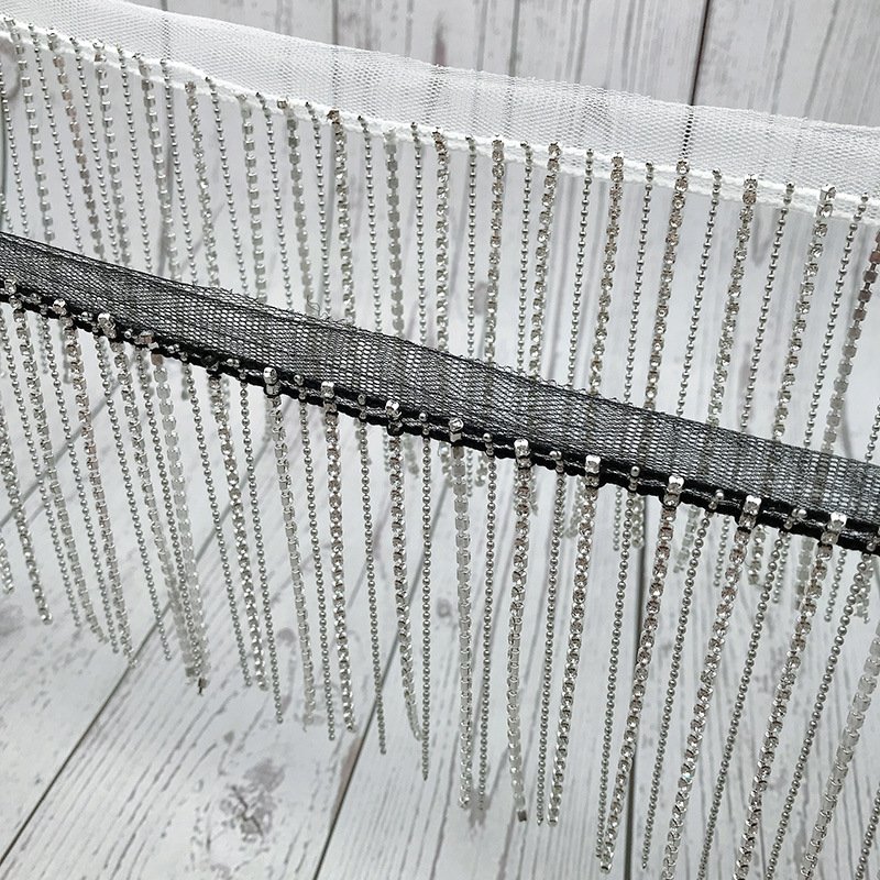 Rhinestone Fringe for Jeans Clothing Accessories DIY Decoration 9CM 25yards Trim Rhinestone Ribbon Tassel Chain