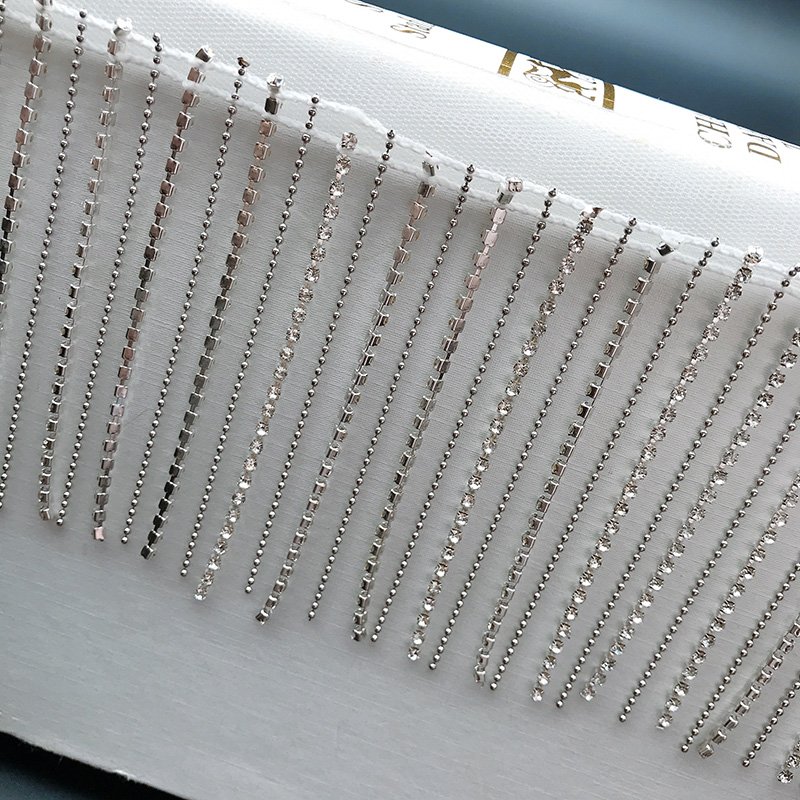 Rhinestone Fringe for Jeans Clothing Accessories DIY Decoration 9CM 25yards Trim Rhinestone Ribbon Tassel Chain