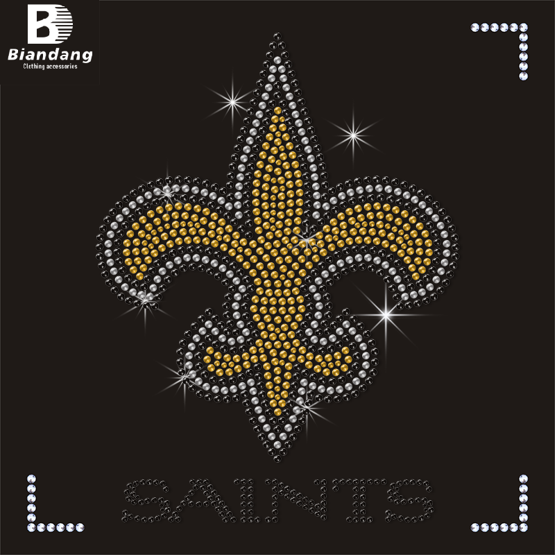 New Orleans Saints Rhinestone Motif Bling Crystal NFL Team Logo Transfer Designs for T-shirts