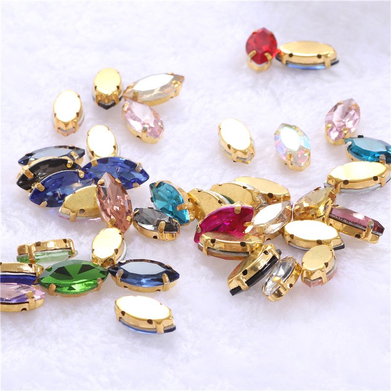 For Clothing Accessories with Gold Claw Glass Crystal Sew on Stone Loose Rhinestones Custom Cn(origin) Glass,glass T/T