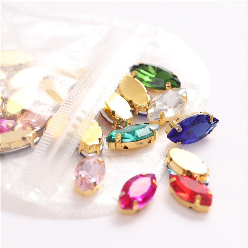 For Clothing Accessories with Gold Claw Glass Crystal Sew on Stone Loose Rhinestones Custom Cn(origin) Glass,glass T/T