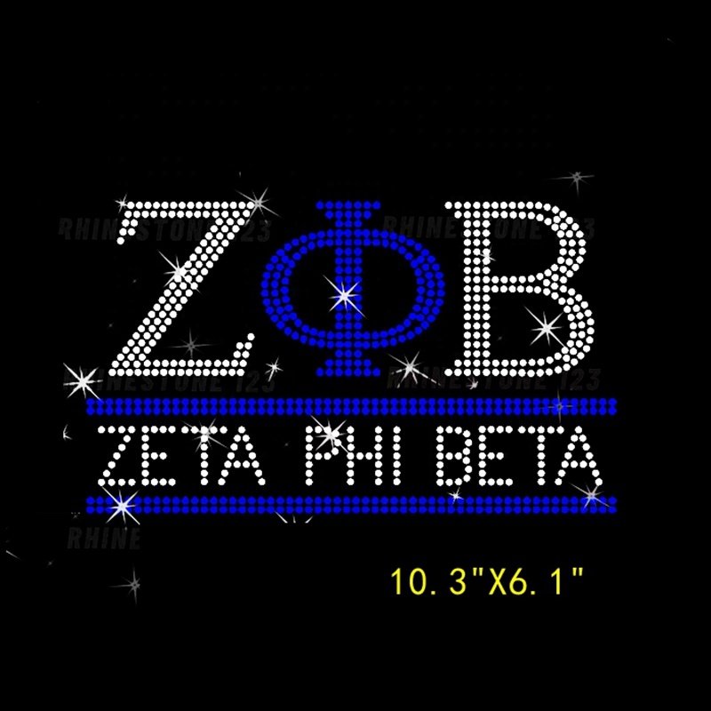 New 2024 Sorority ZOB Design Colorful Zeta phi beta Rhinestones Transfer Design Hot fix Iron on Heat Stickers Patches Motif