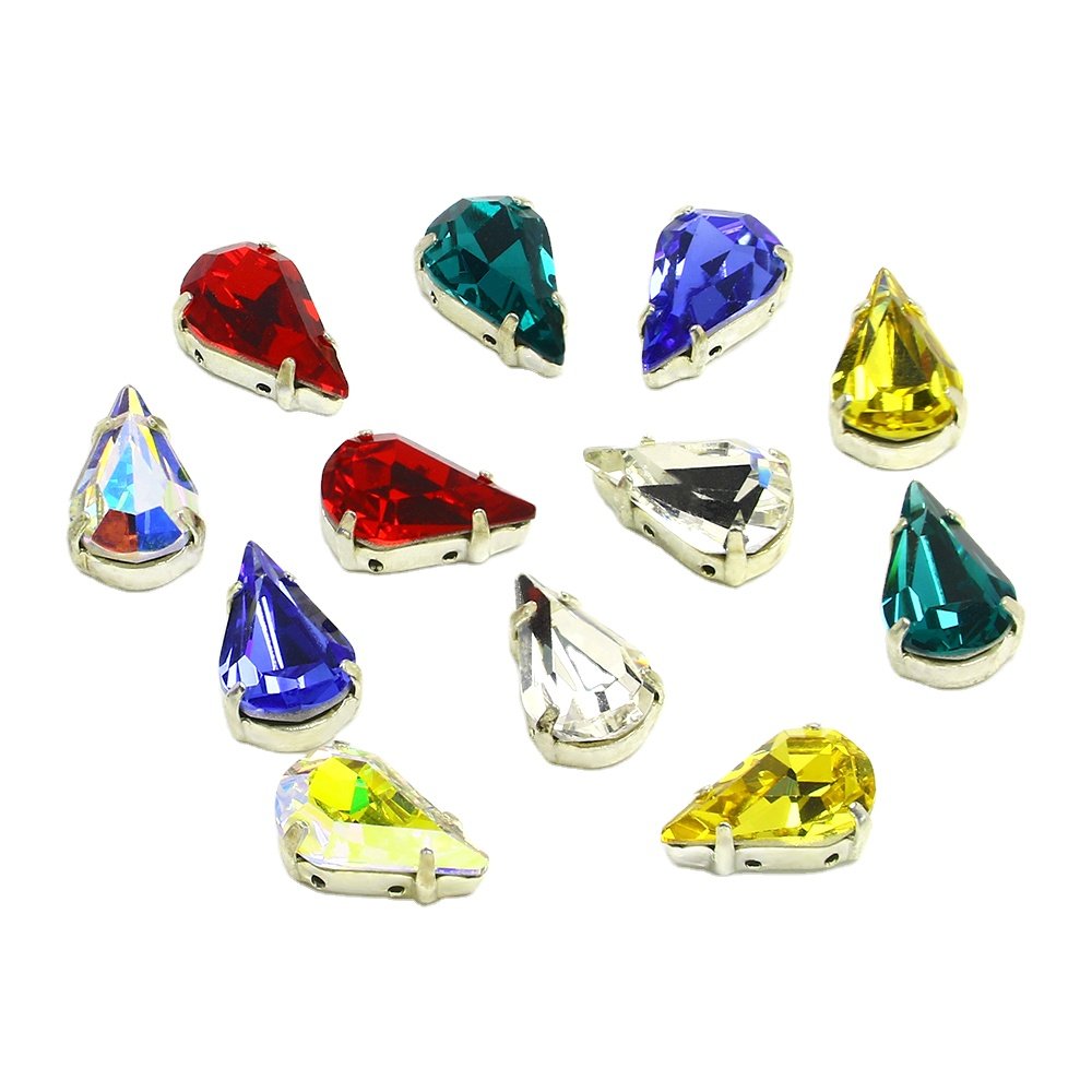 Dongzhou teardrop rhinestones pointback with claw fancy stone wholesale lead-free crystal stone for jewelry diy decoration