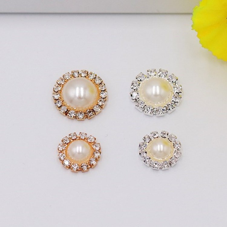 Wholesale Fashion Golden Chatons Claw ABS Half Round Pearl Rhinestone Buttons for Wedding Hairpins Garments DIY