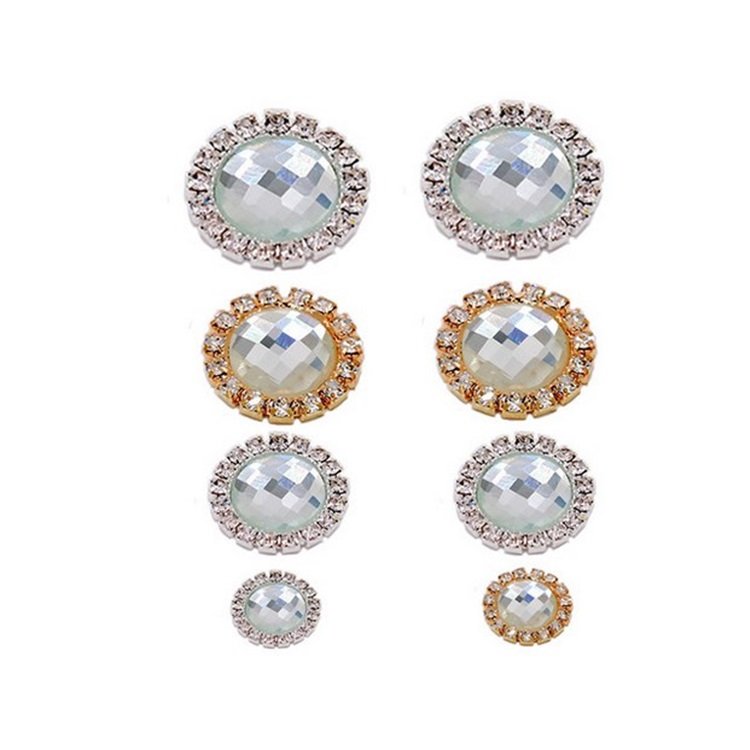 Wholesale Fashion Golden Chatons Claw ABS Half Round Pearl Rhinestone Buttons for Wedding Hairpins Garments DIY