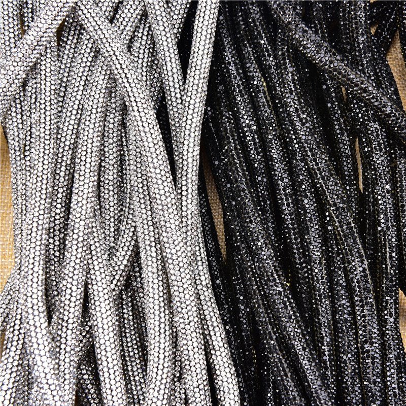 Wholesale Diy Decor Accessories Rhinestone Chain Round Cover Cotton Rope Dense Glass Diamond Clothes Shoelaces Jewelry Trimming