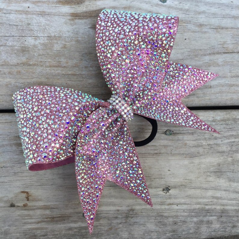 Custom hotfix iron on cheer bow strip rhinestone transfer with tail tailless only pair for diy