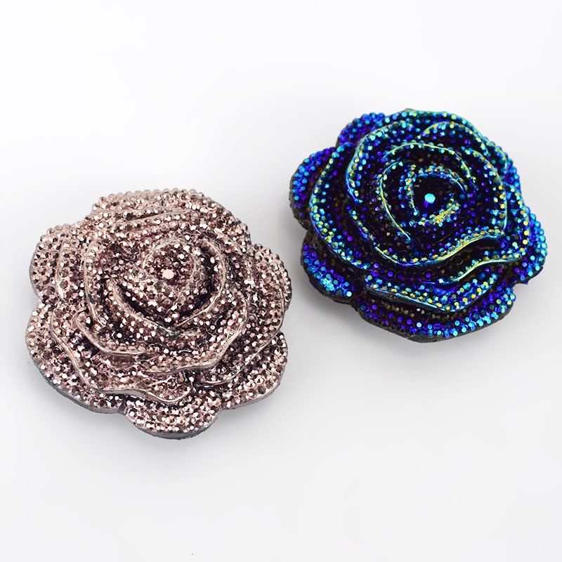 MeeTee CN043 Plastic Resin Rhinestone Buttons Rose Flower Coat Decor Buckle DIY Garment Scrapbooking Sewing Accessories