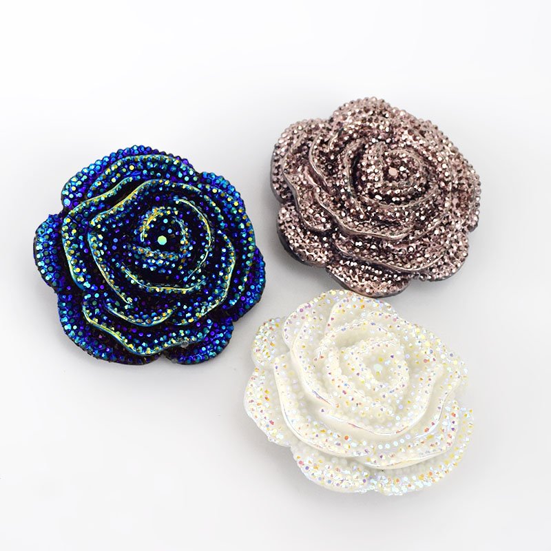 MeeTee CN043 Plastic Resin Rhinestone Buttons Rose Flower Coat Decor Buckle DIY Garment Scrapbooking Sewing Accessories