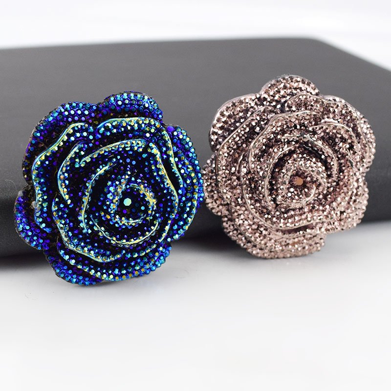 MeeTee CN043 Plastic Resin Rhinestone Buttons Rose Flower Coat Decor Buckle DIY Garment Scrapbooking Sewing Accessories
