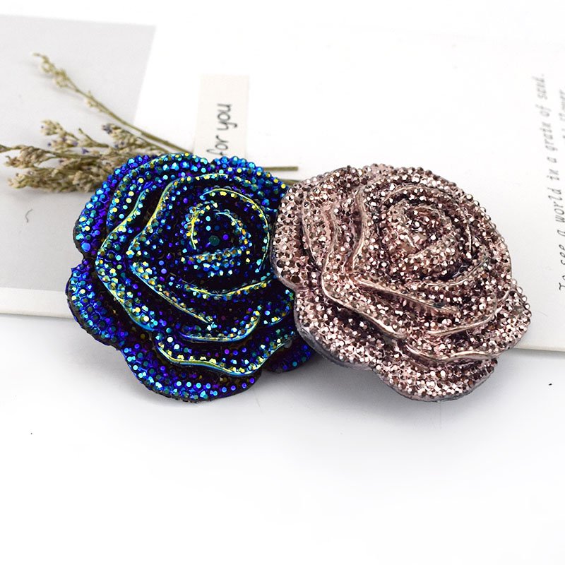 MeeTee CN043 Plastic Resin Rhinestone Buttons Rose Flower Coat Decor Buckle DIY Garment Scrapbooking Sewing Accessories