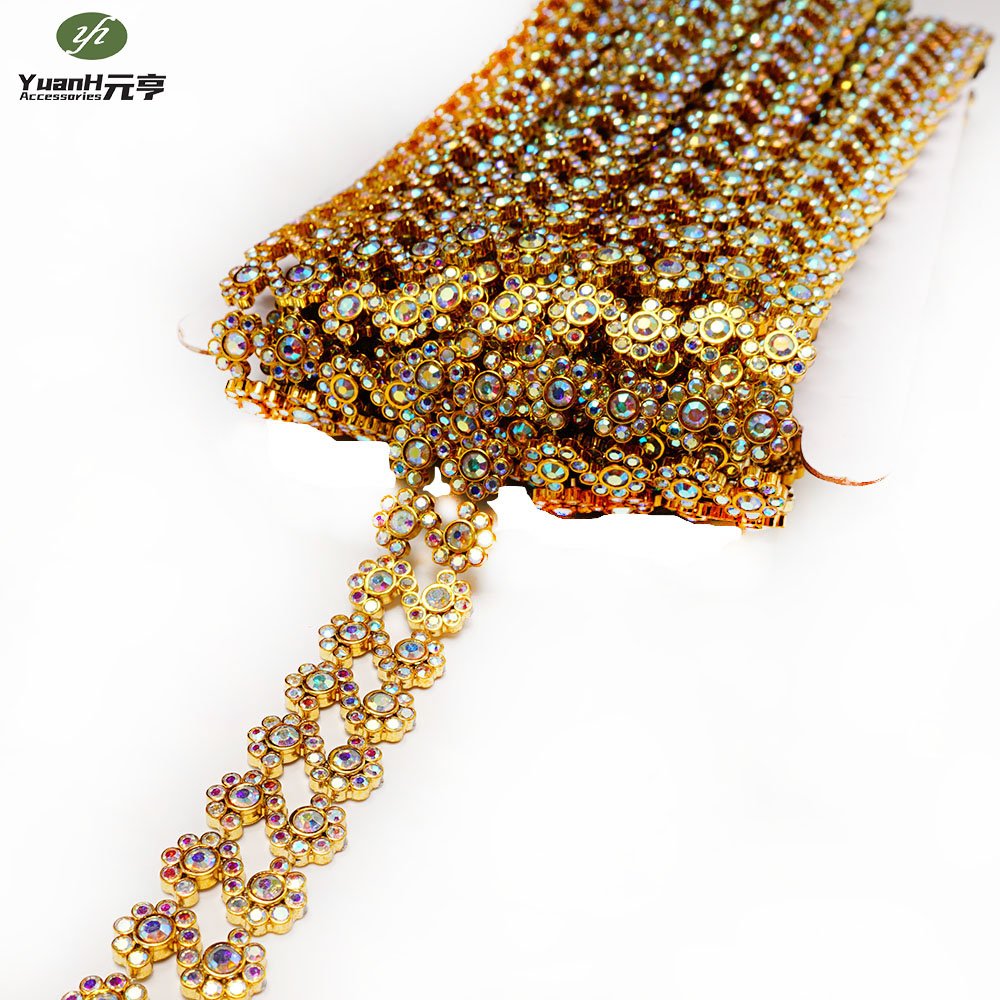Factory price 20mm handmade plastic banding double rows rhinestone chain silver banding trim for DIY clothing