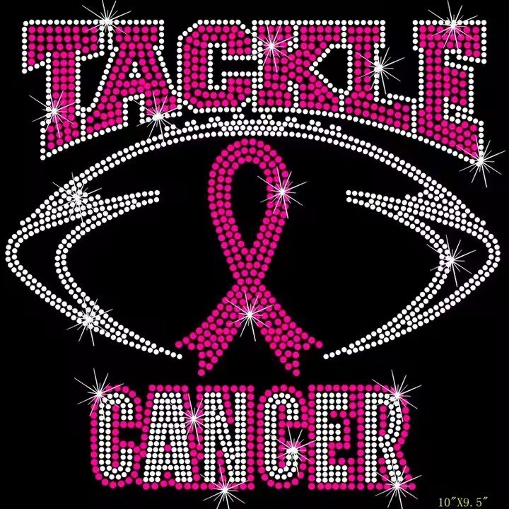 Custom Tackle cancer PINK Breast Cancer Ribbon Football rhinestone design
