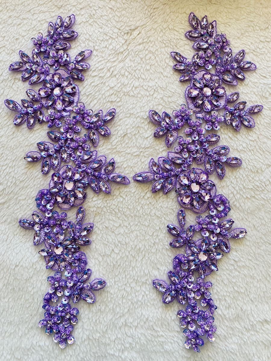 ecoparty 1pair High Quality Clothing Beaded Accessories Rhinestones Applique Patches For Clothing DIY