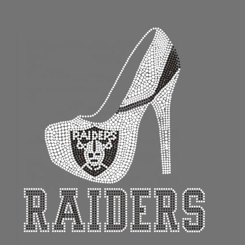YZX Custom Wholesale Custom Crystal Bling Iron on Football Team Name Transfer Designs Rhinestone Raiders heat transfers