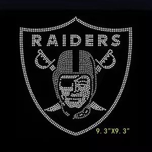 YZX Custom Wholesale Custom Crystal Bling Iron on Football Team Name Transfer Designs Rhinestone Raiders heat transfers