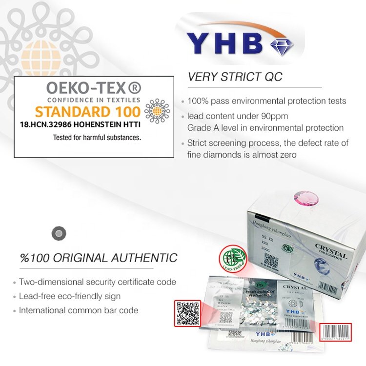 YHB Manufacturer Crystal AB Flat Bottom Loose Glue Hot-Fix Custom Colors Crystal Rhinestones