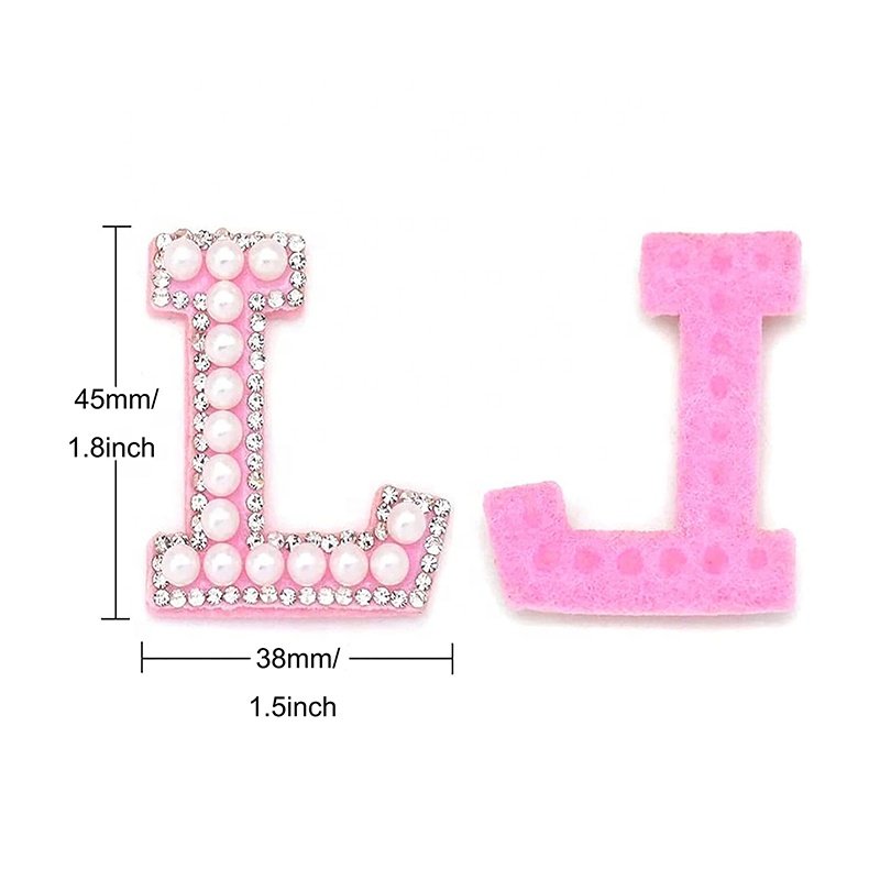 White Stone Diy Crystals Embroidered A-z Letter Applique Rhinestone Letter Patches Diamond Pearl Patches