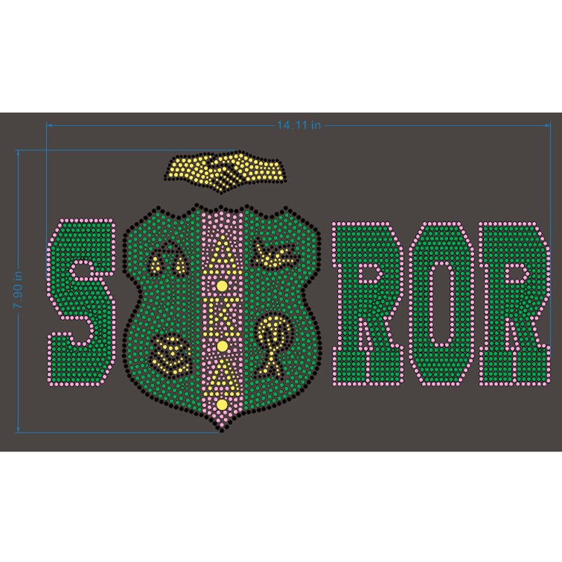 Wholesale Customize hot sell new AKA Zeta Delta sigma gamma rho Rhinestone transfer motif S (shield) R O R for T-shirt
