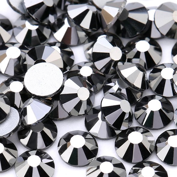 SS6-SS30 3D Metallic Shiny Black Non HotFix Rhinestones Crystal FlatBack Nail Art Decoration Rhinestones