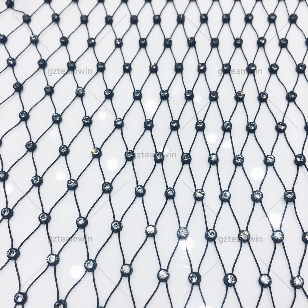 Wholesale 10 yards SS8 Strass Applique Fishnet Stretch Crystal Trim Ribbon white Glass Rhinestone Mesh Fabric for dress bra Tops