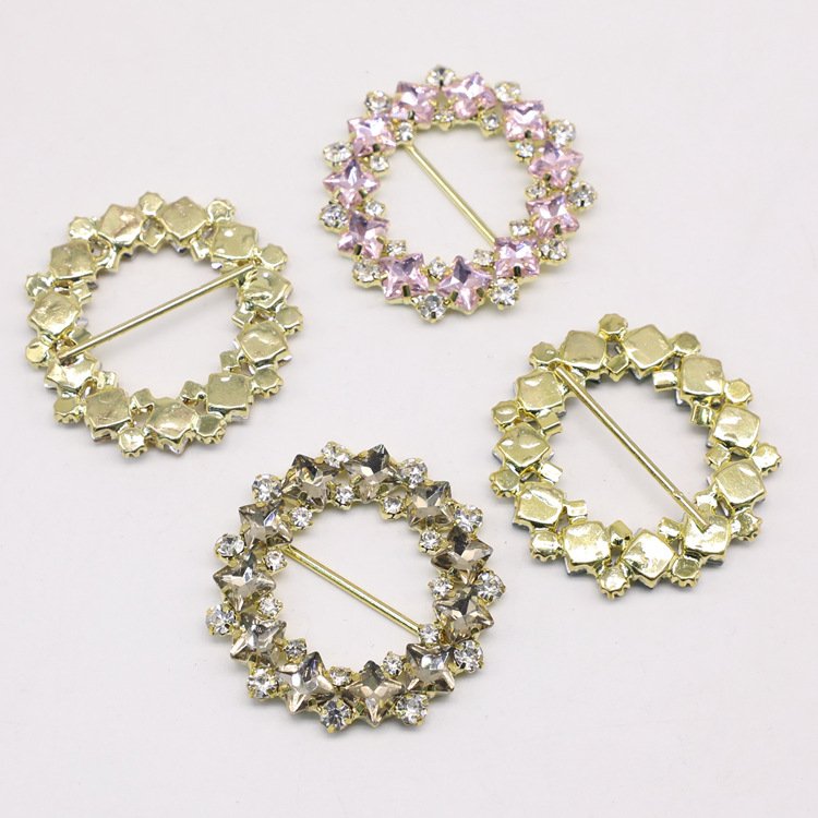 JFRBO15 Gorgeous Lady Diamond Rhinestone Chain Acrylic Bikini Buckle Shoe Buckle Rhinestone Belt Buckle