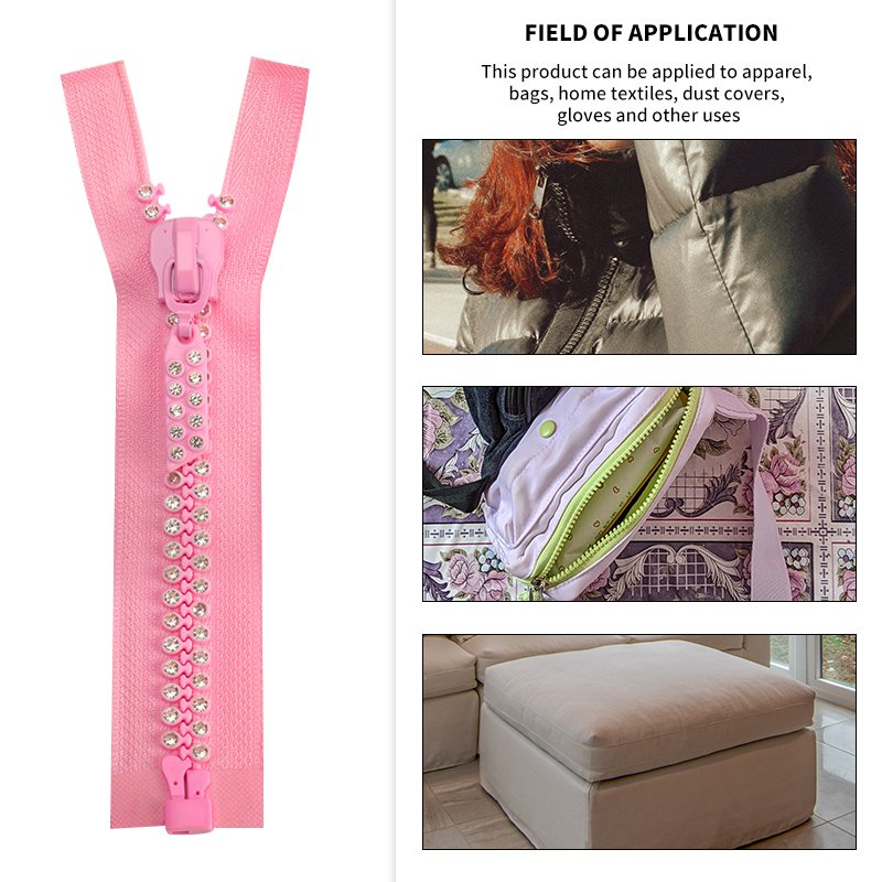 OCO Factory wholesale diamond zippers 10# rhinestones zippers open ended Zip for clothing accessories