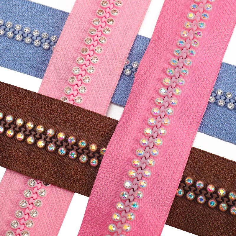 OCO Factory wholesale diamond zippers 10# rhinestones zippers open ended Zip for clothing accessories