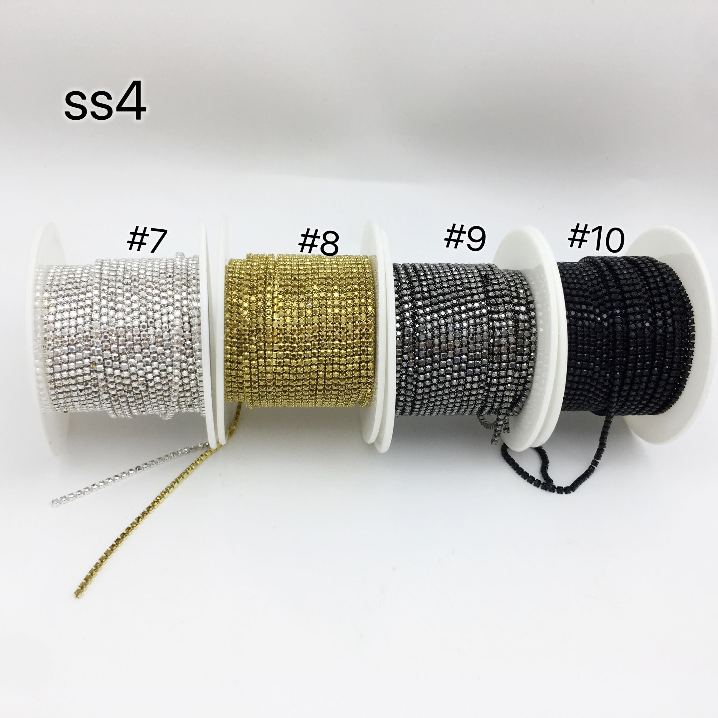 SINRONG Motif Rhinestone Chain DIY Clothing Accessories High Quality Metal Claw Trimming for Hand Sewing round Shapes