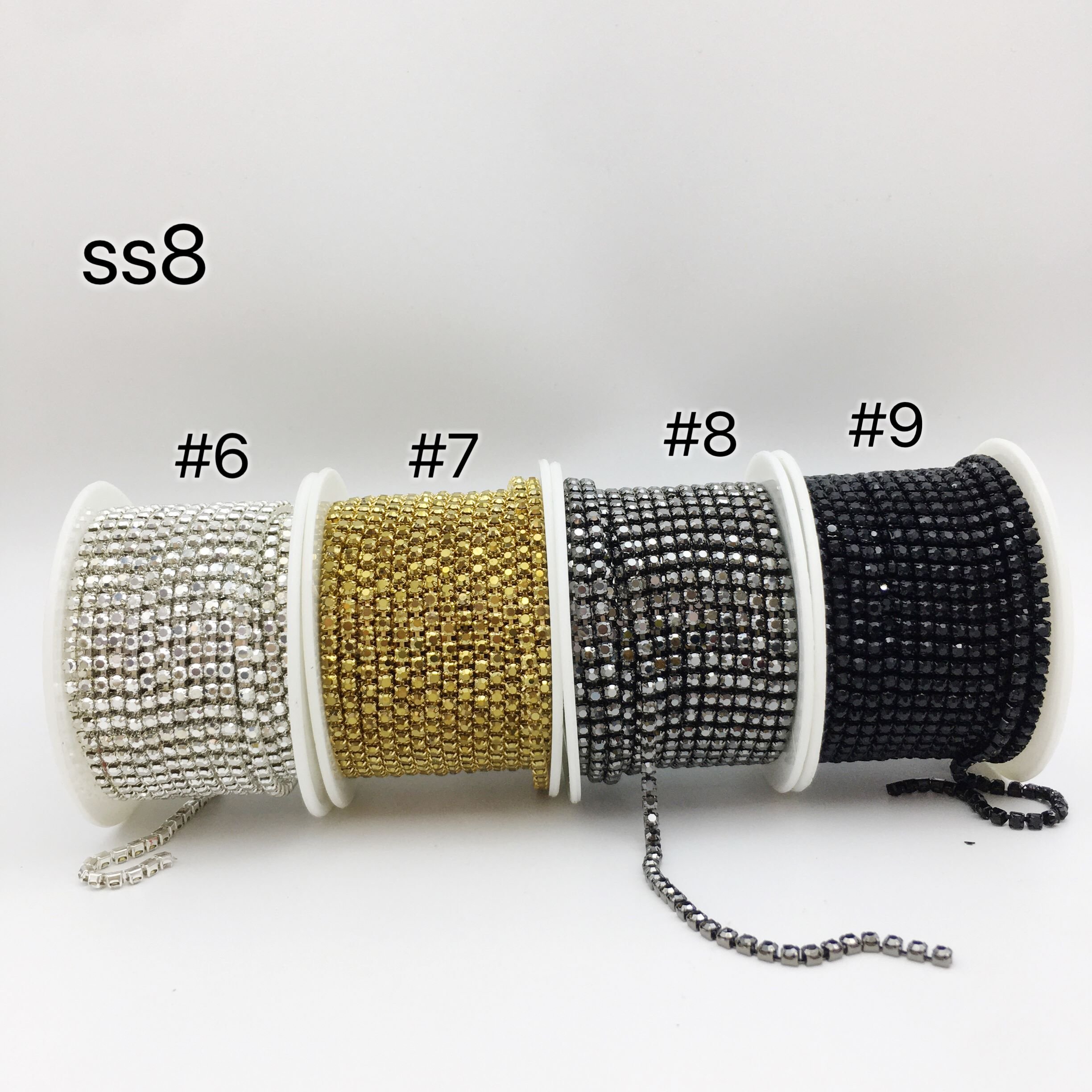 SINRONG Motif Rhinestone Chain DIY Clothing Accessories High Quality Metal Claw Trimming for Hand Sewing round Shapes