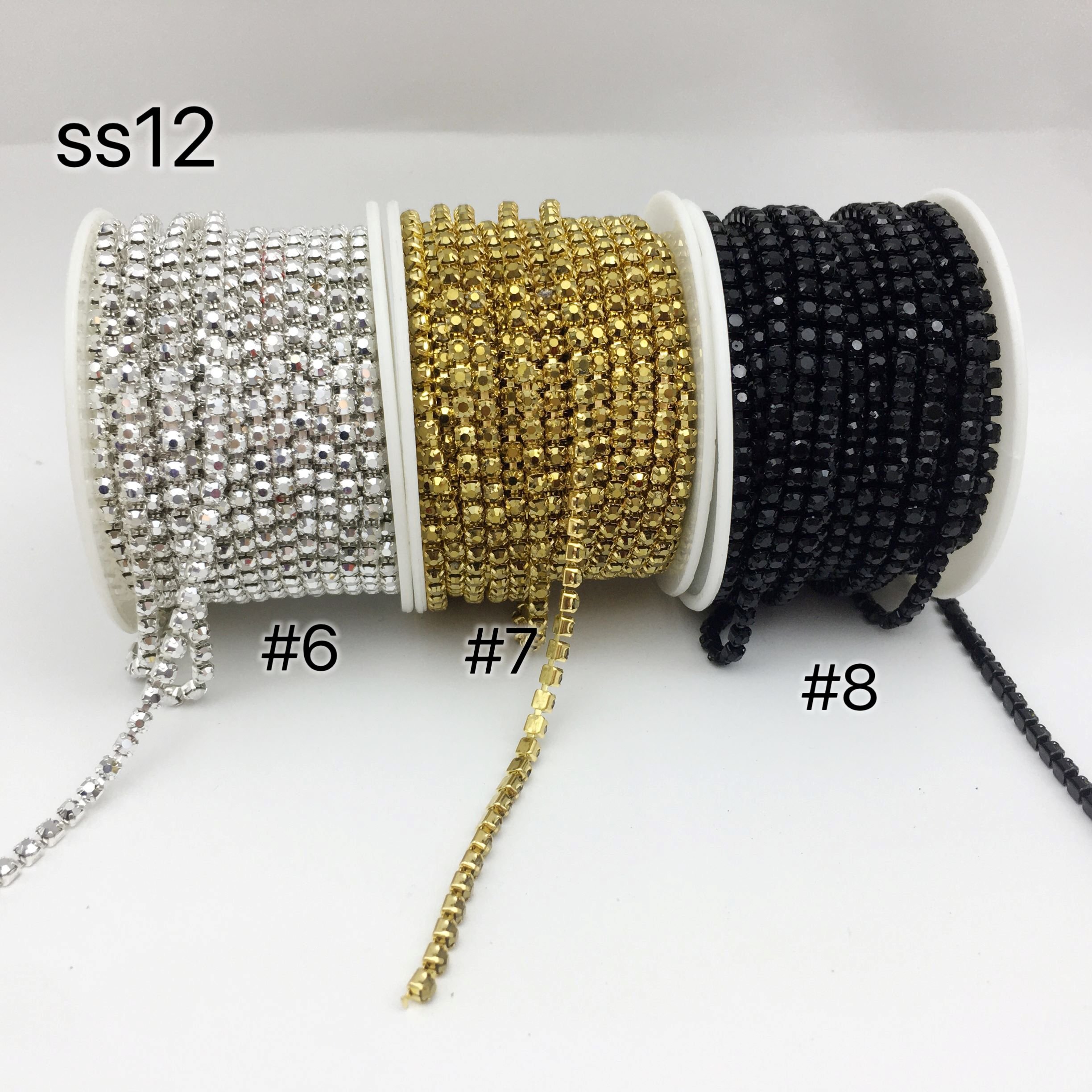 SINRONG Motif Rhinestone Chain DIY Clothing Accessories High Quality Metal Claw Trimming for Hand Sewing round Shapes