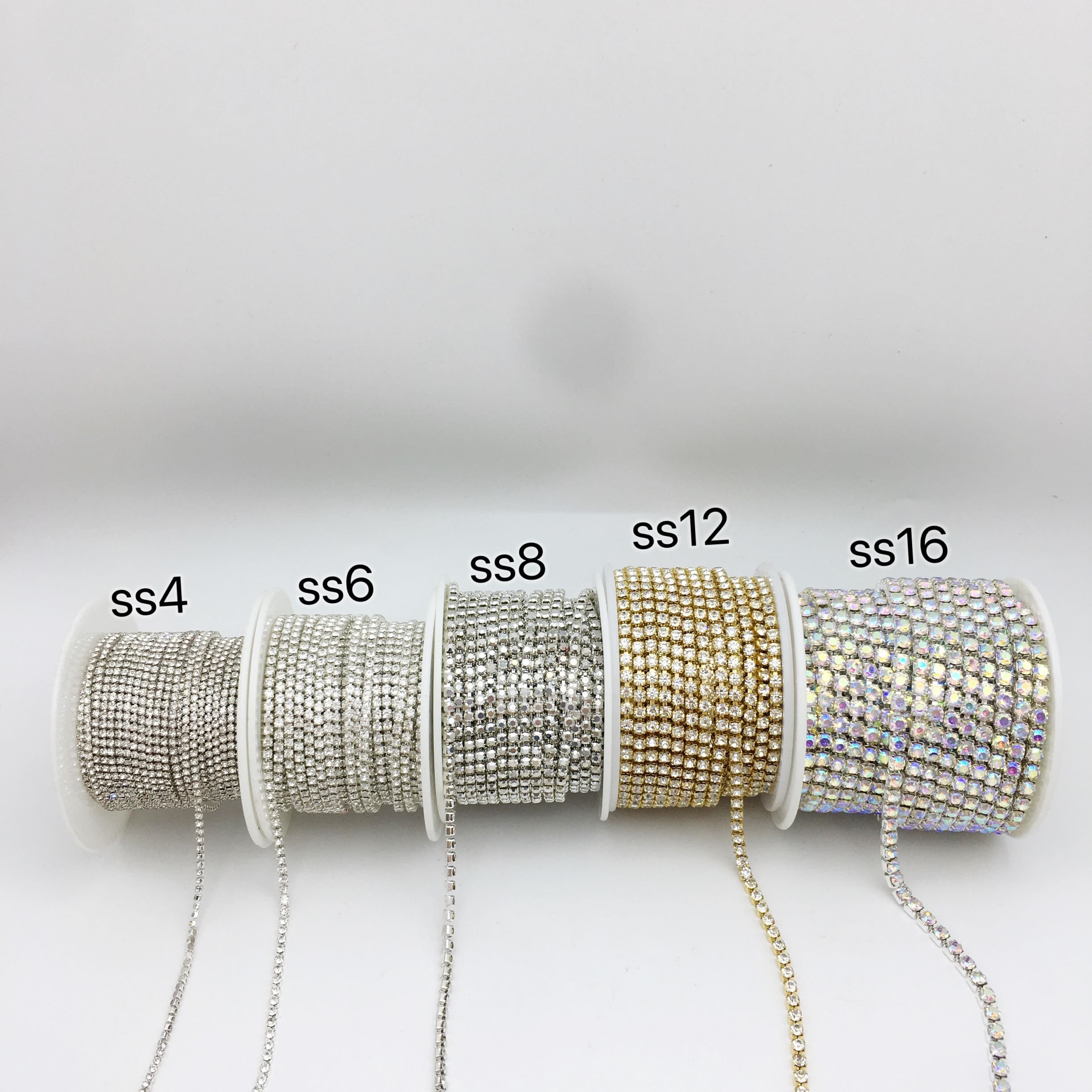 SINRONG Motif Rhinestone Chain DIY Clothing Accessories High Quality Metal Claw Trimming for Hand Sewing round Shapes