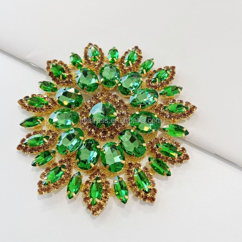 Sew On Rhinestone Applique Crystal Chain Flower Motif Handmade Diamond Patches Diy Shoe Bag High-End Hats Gown