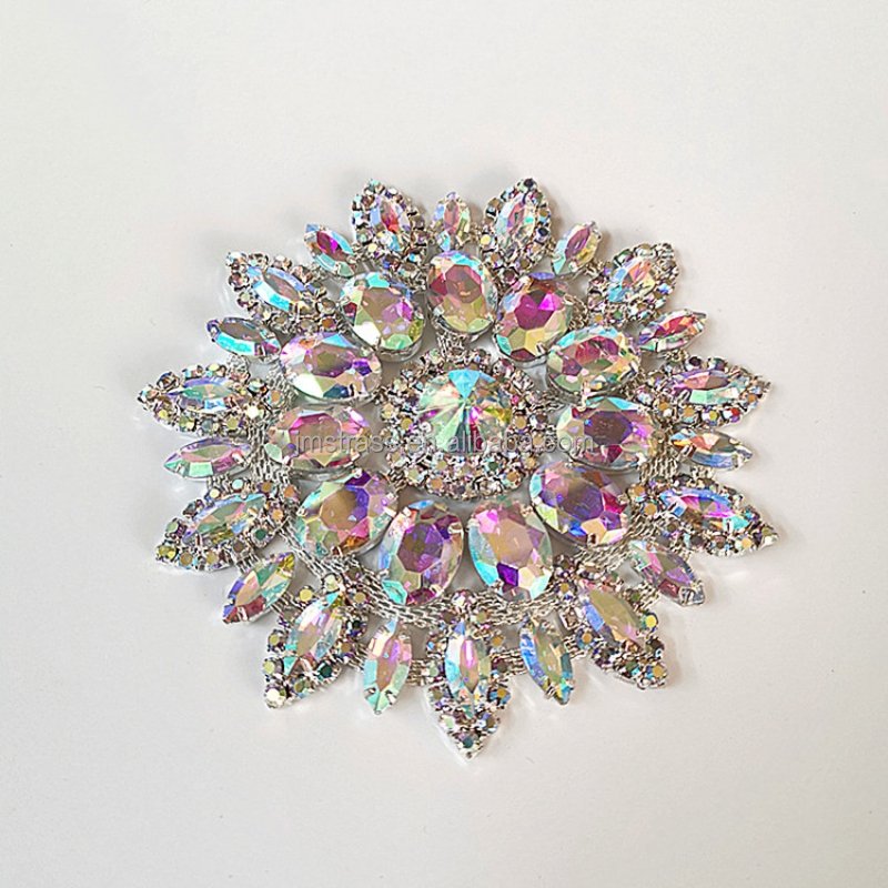 Sew On Rhinestone Applique Crystal Chain Flower Motif Handmade Diamond Patches Diy Shoe Bag High-End Hats Gown