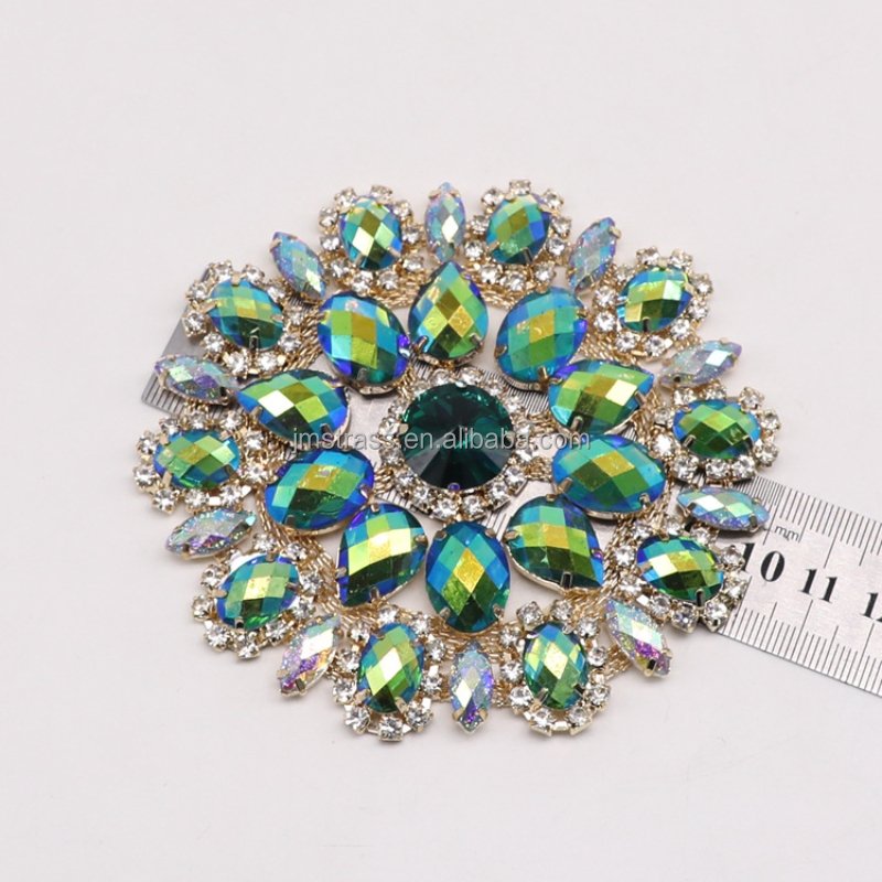 Sew On Rhinestone Applique Crystal Chain Flower Motif Handmade Diamond Patches Diy Shoe Bag High-End Hats Gown