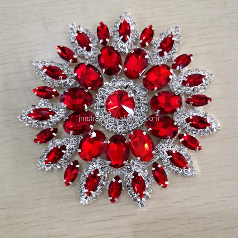 Sew On Rhinestone Applique Crystal Chain Flower Motif Handmade Diamond Patches Diy Shoe Bag High-End Hats Gown