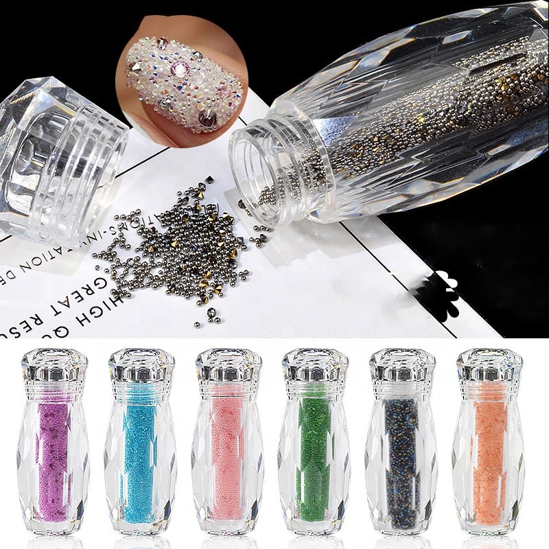 Glitter Pixie Nails Crystal Micro Beads Multicolor AB 3D Nail Art Rhinestone Decorations Manicure Accessories