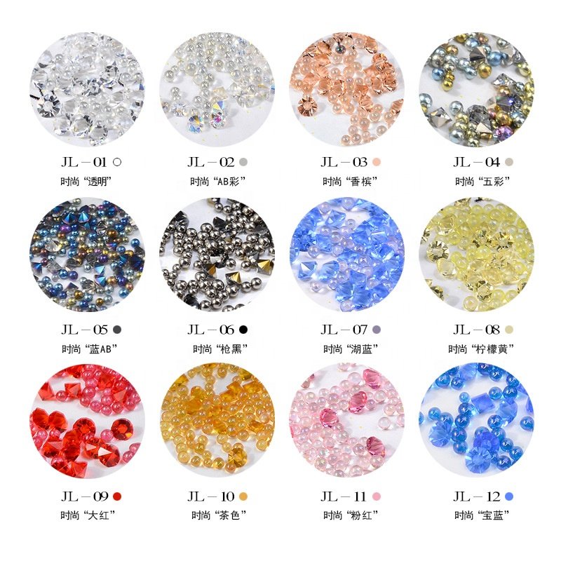 Glitter Pixie Nails Crystal Micro Beads Multicolor AB 3D Nail Art Rhinestone Decorations Manicure Accessories