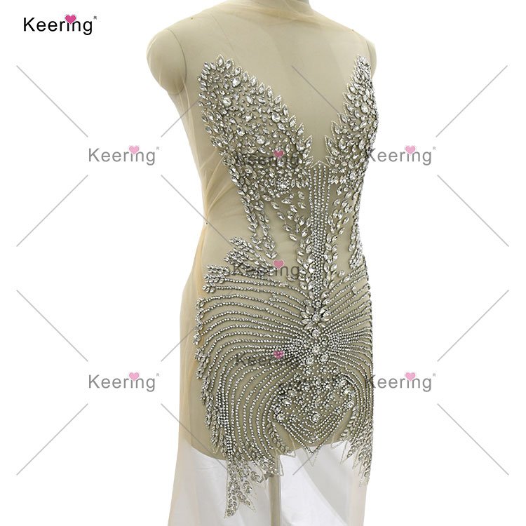 WDP-450 Keering Rhinestone Bodice Applique Bridal For Prom Dress Wedding Party
