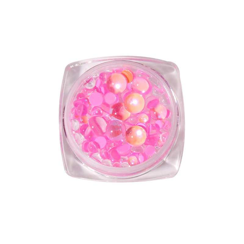 Nail Man Fish Beads Magic Color Aurora Diamond Jewelry Candy Color Crystal Semi-Round Beads Mixed Nail Rhinestones