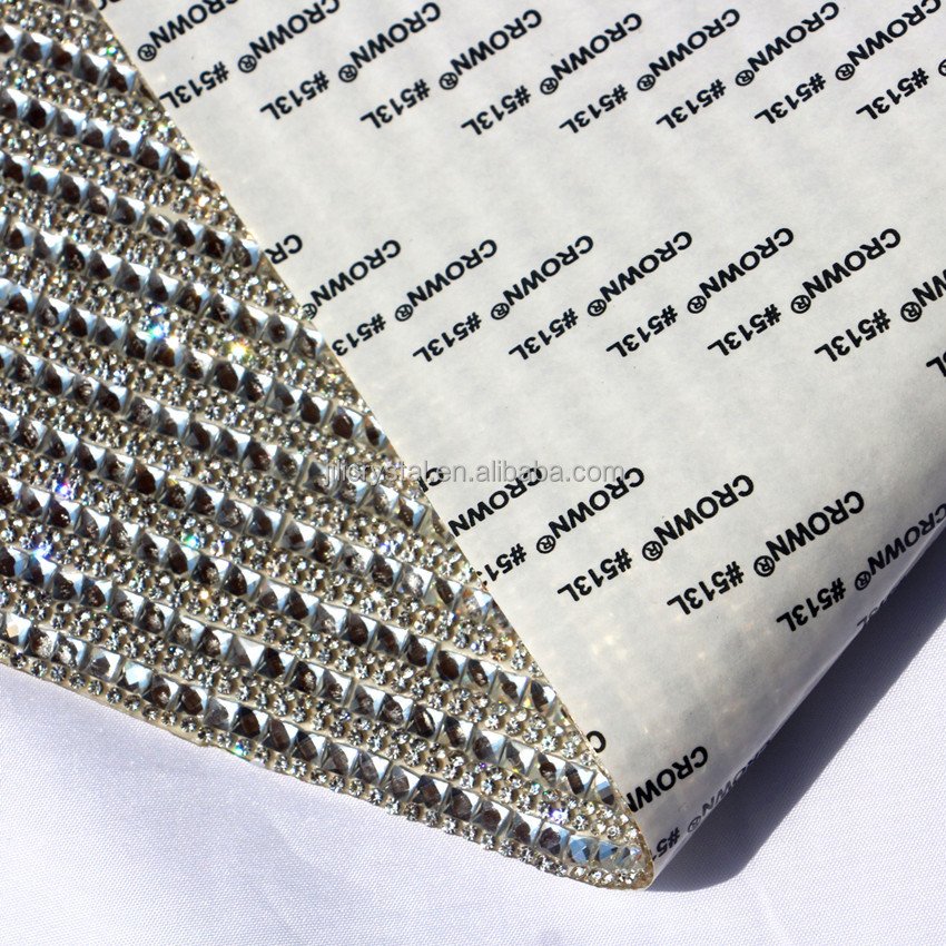Hot Fixed Rhinestones Slice Glass Bead Self Adhesive Rhinestones Mesh Decoration