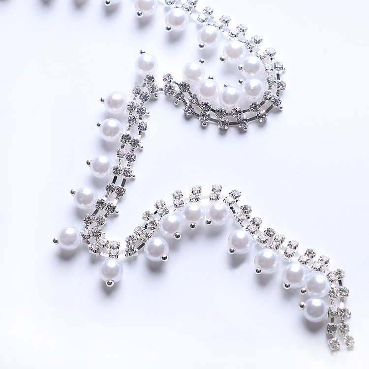 Plastic Beads Decorative Diamond Pearl Chain Metal Rhinestone Chain For Garment Bag Shoe