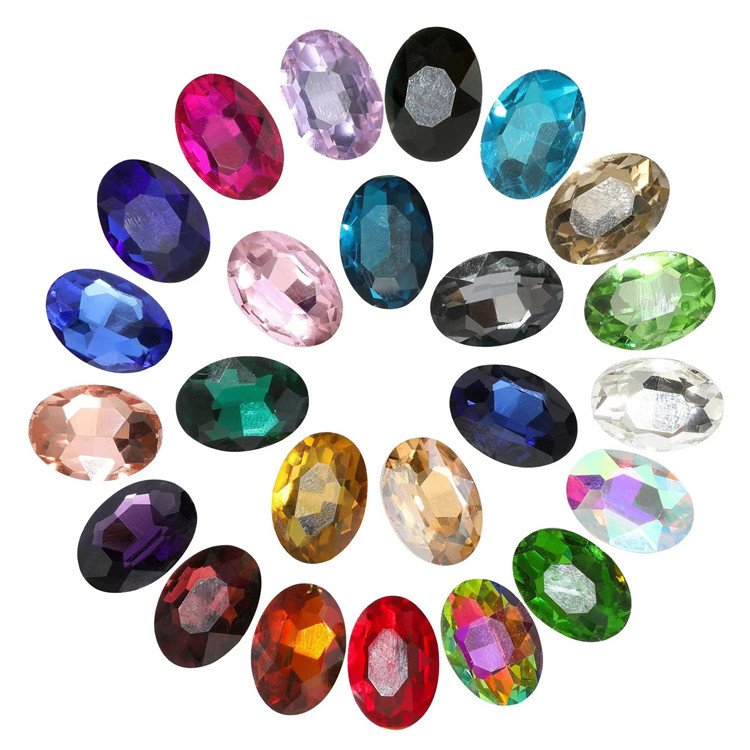 Factory cheap Price Oval Shape Colored Nail Art Crystal Fancy Glass Stone Jewelry making Rhinestones
