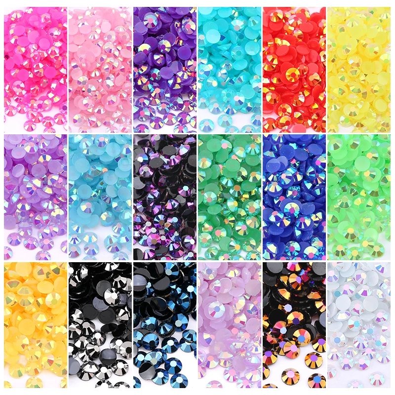 Factory Supply Bulk 2mm 3mm 4mm 5mm 6mm Non Hot Fix Round Epoxy Resin Jelly Flatback Base Rhinestone for Garment Decora