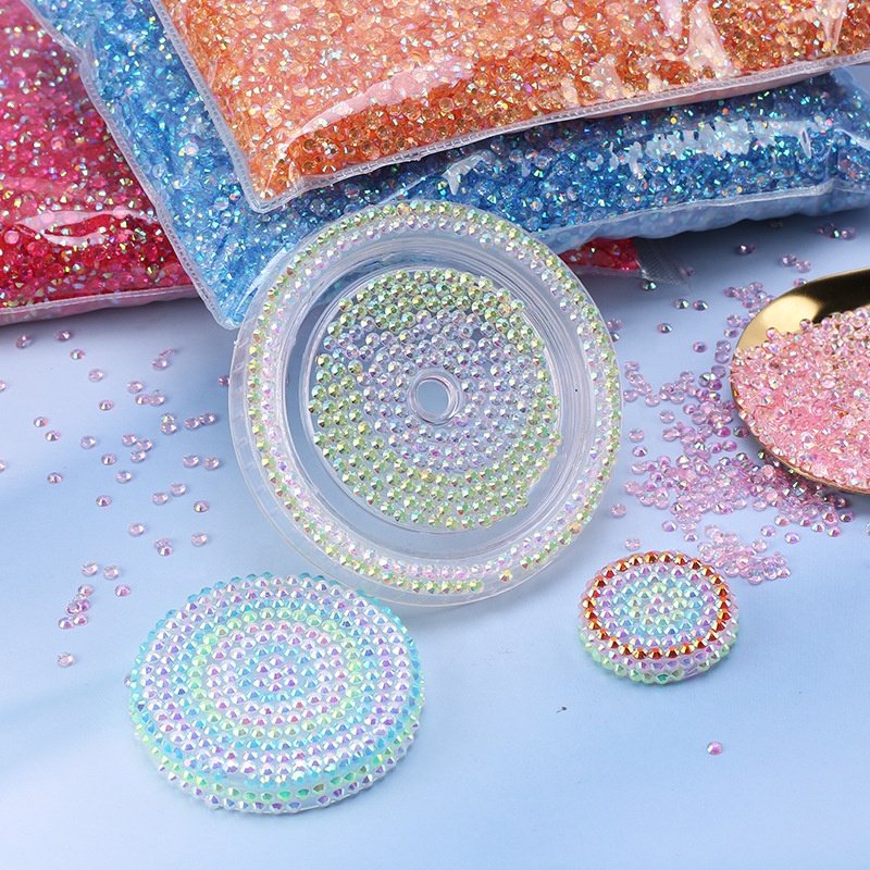 Juli Factory 20000pcs/box Wholesale AB colors Bulk Box Package Flat Back Resin Rhinestone Beads Jelly Non Hot fix Rhinestone